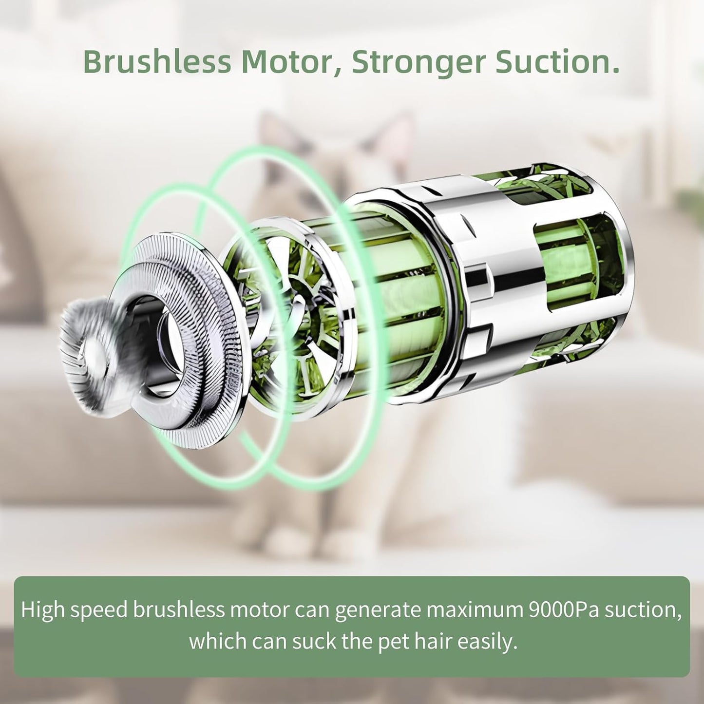 Wireless Pet Grooming Vacuum Brush | Rechargeable Cat & Dog Hair Cleaner