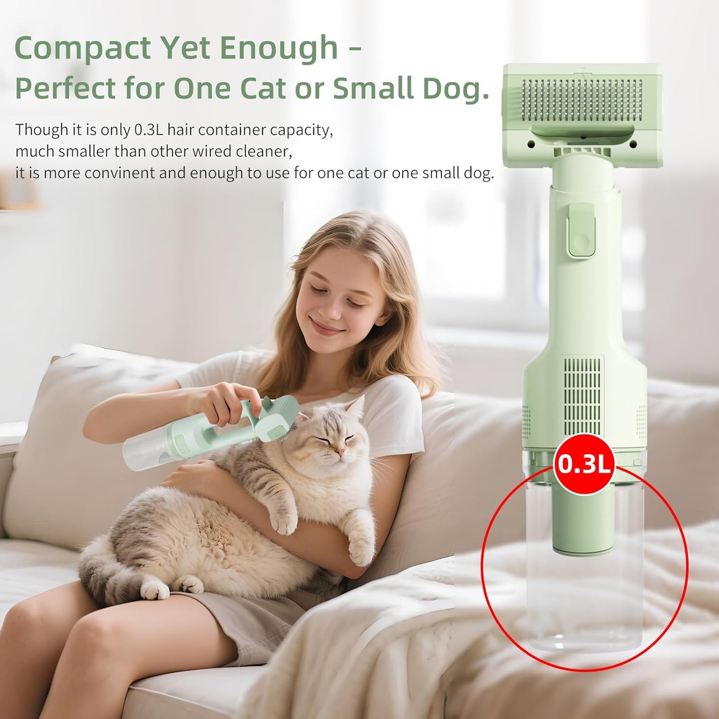 Wireless Pet Grooming Vacuum Brush | Rechargeable Cat & Dog Hair Cleaner
