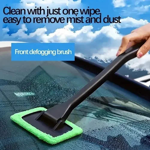 Microfiber Car Window Cleaner Brush | Long Handle Windshield Cleaning Tool