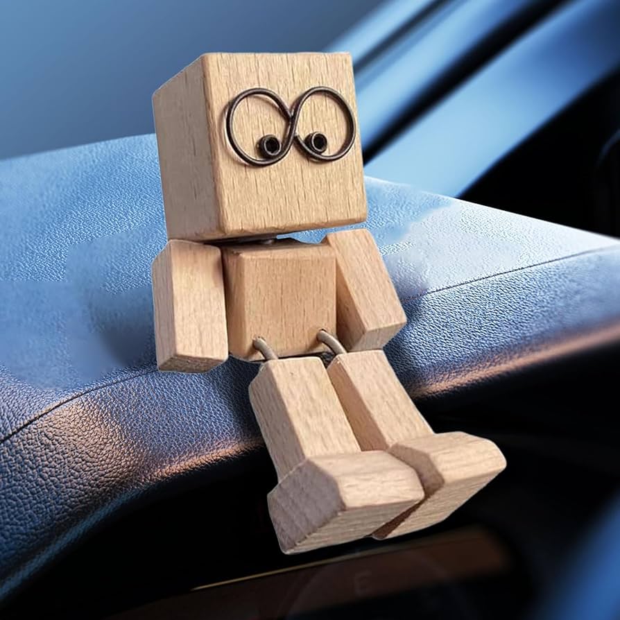 Wooden Shaking Doll | Cute Car Dashboard Toy & Home Decor Figurine