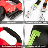 Dual Retractable Reflective Dog Leash With LED Light
