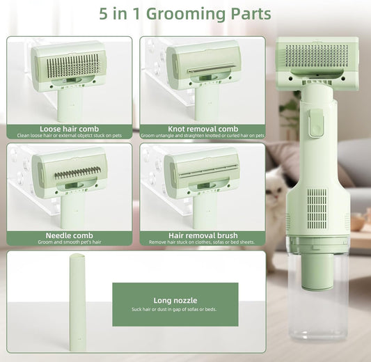 Wireless Pet Grooming Vacuum Brush | Rechargeable Cat & Dog Hair Cleaner