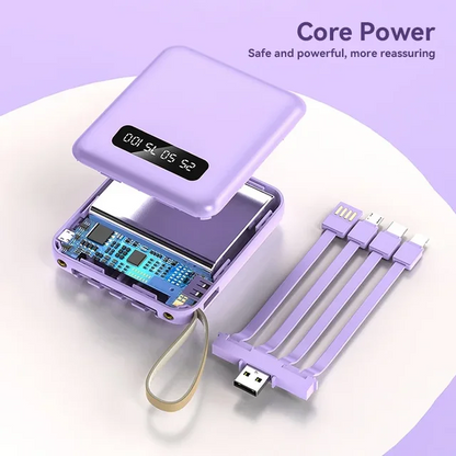 20000mAh Power Bank with Built-in Cable | Compact Fast Charging