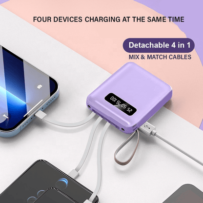 20000mAh Power Bank with Built-in Cable | Compact Fast Charging